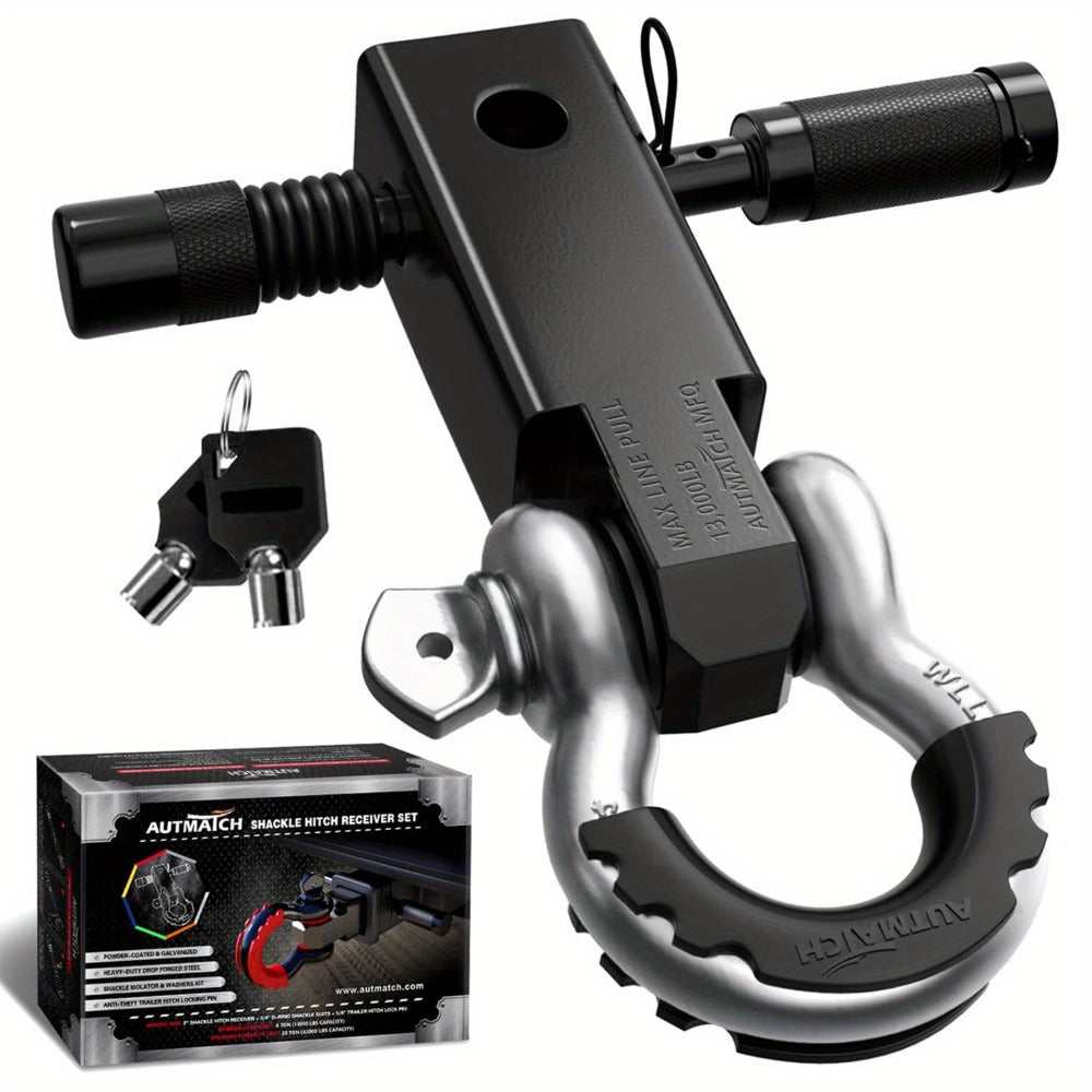 Shackle Hitch Receiver Kit 2 Inch – 45, 000 lbs Break Strength, Drop-Forged Steel, Lock Pin & D-Ring, Fits Truck RV ATV Boat, 8 Colors