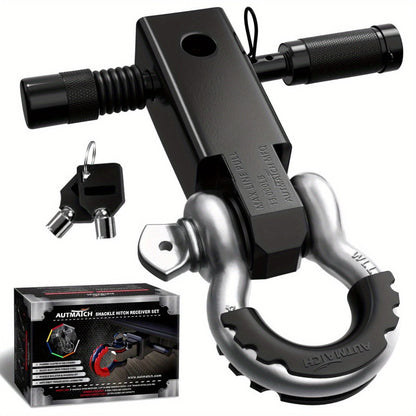 Shackle Hitch Receiver Kit 2 Inch – 45, 000 lbs Break Strength, Drop-Forged Steel, Lock Pin & D-Ring, Fits Truck RV ATV Boat, 8 Colors