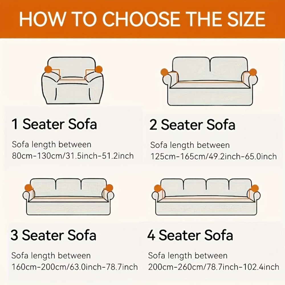 Sofa Cover Polar Fleece Modern Jacquard Elastic Slipcover with Elastic Fit for 1 to 4-Seater Sofas