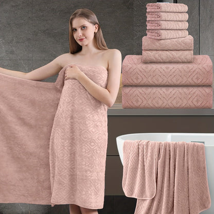 Bath Hand Towels, Towel Set 8 Piece 700GSM with 2 Bath Towels, 2 Hand Towels and 4 Washcloths in 16 Colors for Home and Guest Use