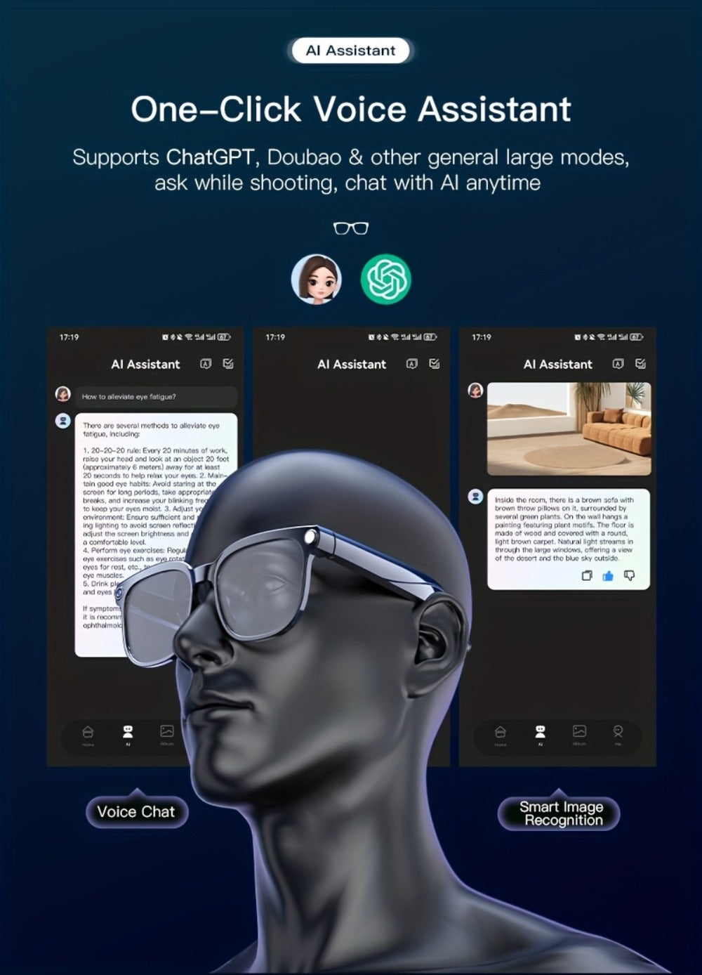 Smart Glasses 8MP Wide-Angle Camera Eyewear with 4K Recording, 4GB Storage and 163-Language Translation