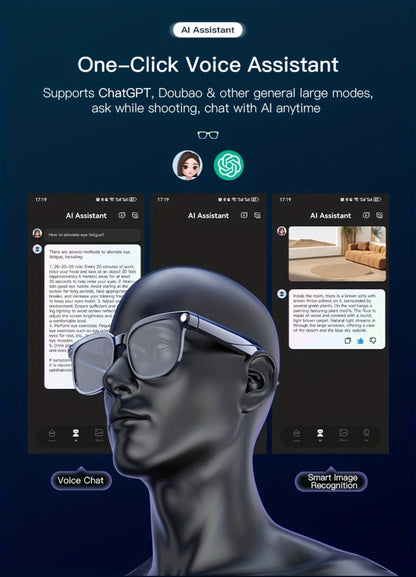 Smart Glasses 8MP Wide-Angle Camera Eyewear with 4K Recording, 4GB Storage and 163-Language Translation