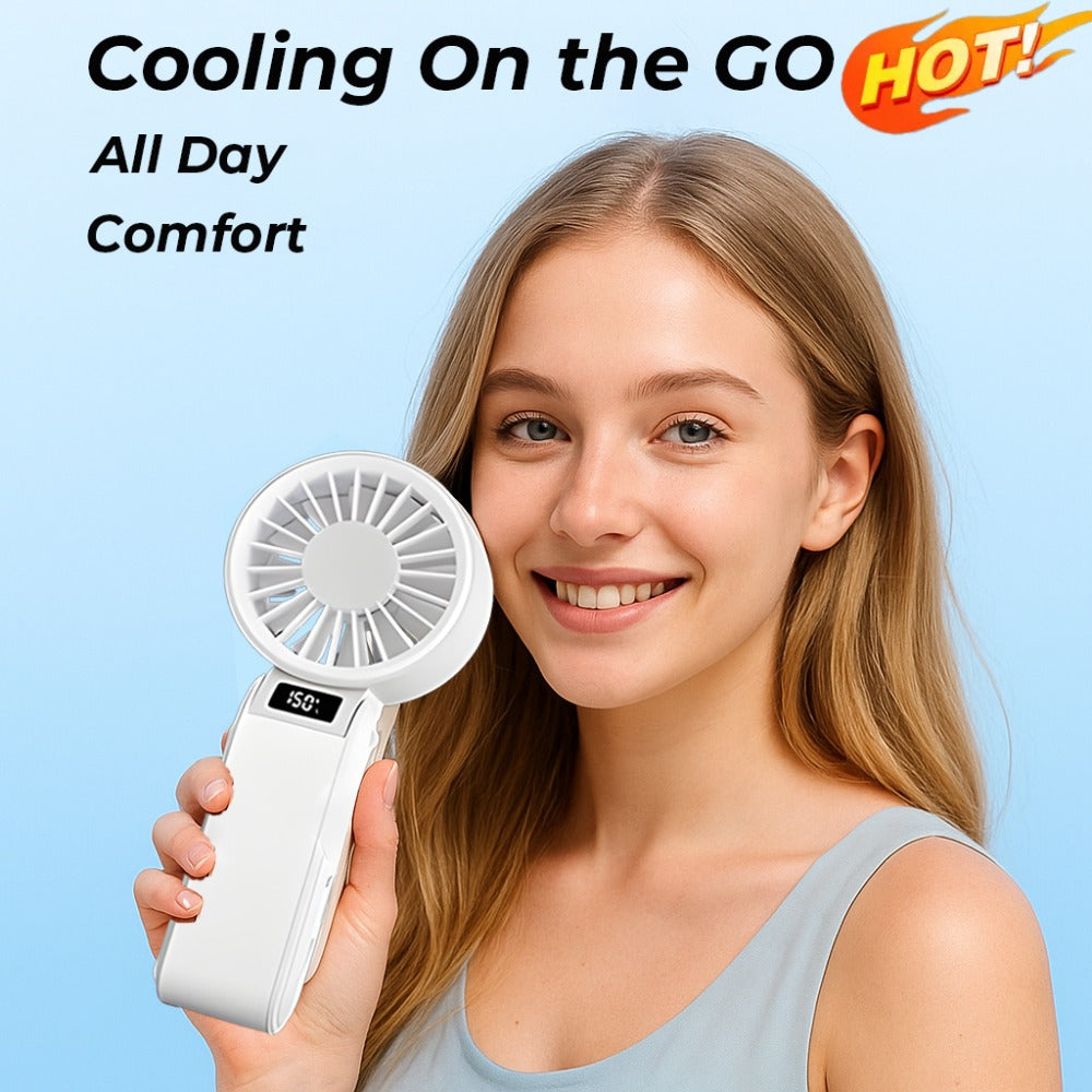 Handheld Fan USB-C Rechargeable 150-Speed Stepless Adjustable Turbo Fan LED Display for Home, Office and Desktop Air Circulation