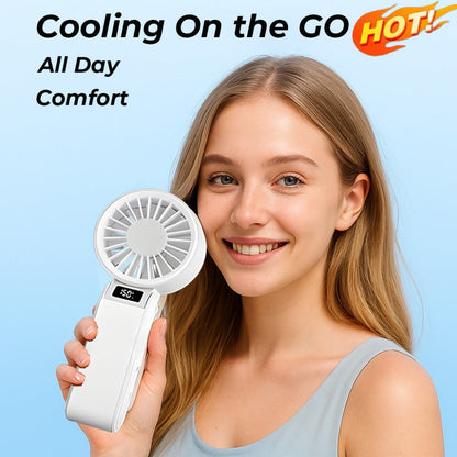 Handheld Fan USB-C Rechargeable 150-Speed Stepless Adjustable Turbo Fan LED Display for Home, Office and Desktop Air Circulation