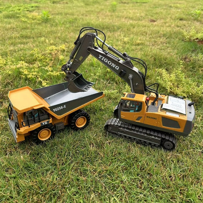 RC Construction Vehicle Set 2-in-1 & 3-in-1, 2.4G 11-Channel Remote Control Excavator Dump Truck Forklift Bulldozer