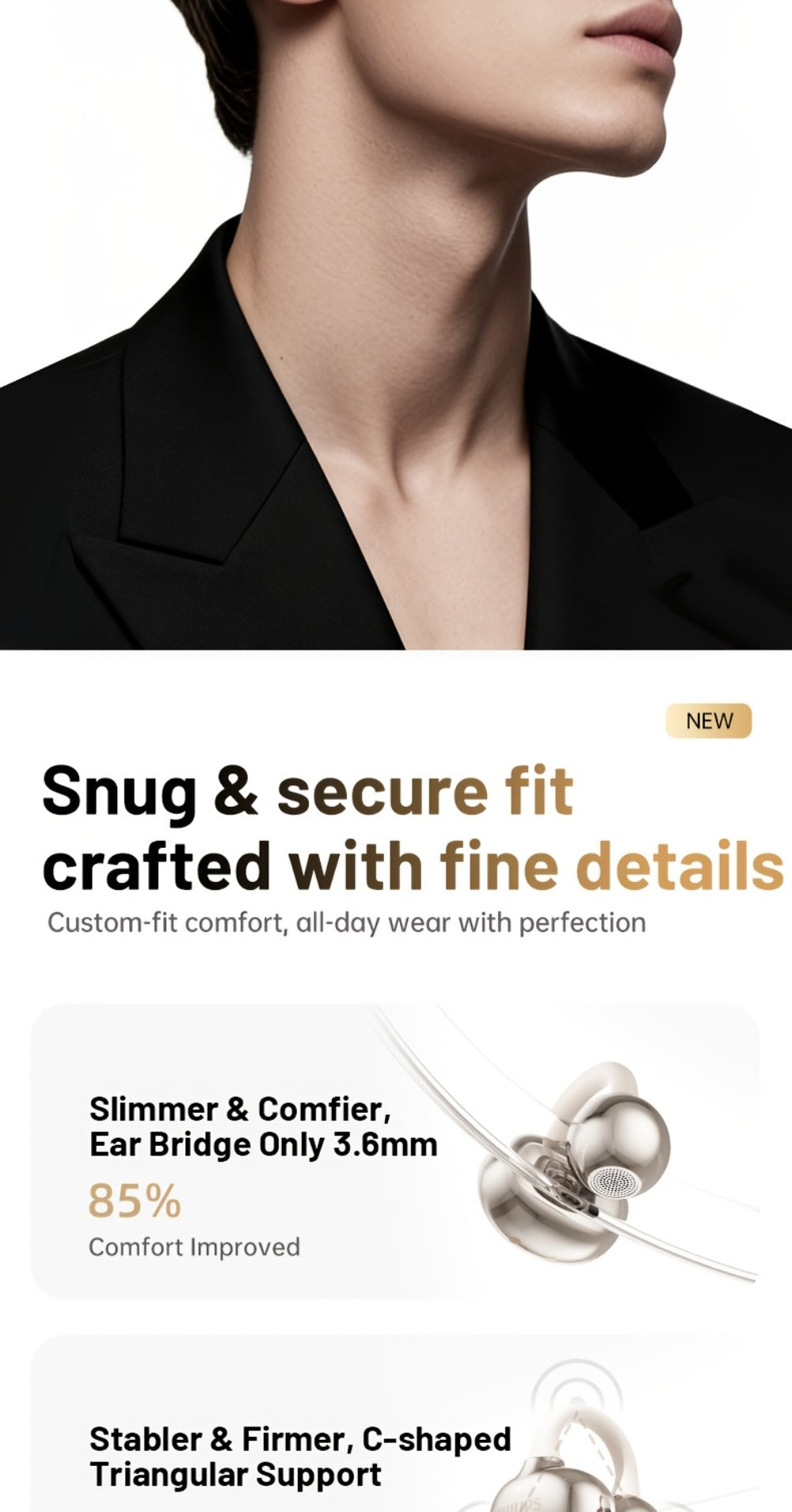 Philips TWS Ear Clip Sport Headset Hi-Fi Bass Stereo HD Calls Earhook Wireless Bluetooth for an Everyday Personal Care Routine