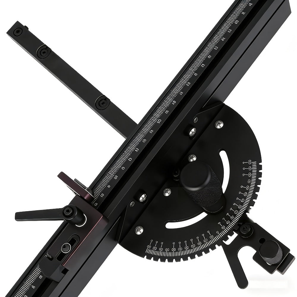 400mm Woodworking Angle Gauge with Adjustable Fence & Guide Rail – Precision Miter Measuring Tool Compatible with 30mm & 45mm T-Track