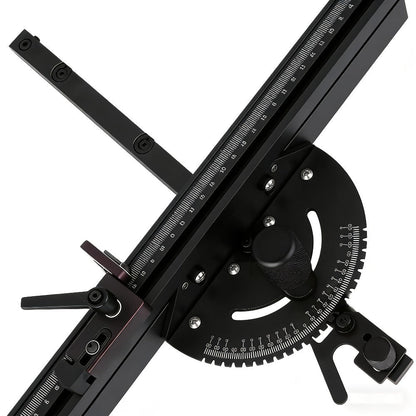 400mm Woodworking Angle Gauge with Adjustable Fence & Guide Rail – Precision Miter Measuring Tool Compatible with 30mm & 45mm T-Track