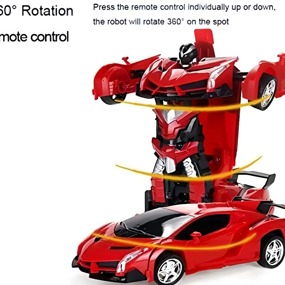 Transforming RC Robot Car for Kids 2.4GHz, One-Button Deformation Stunt Car 360 Drift LED Lights