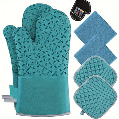 Oven Mitts and Pot Holders Set 6 Piece Heat Resistant Kitchen Gloves Cooking Mitts with Potholder