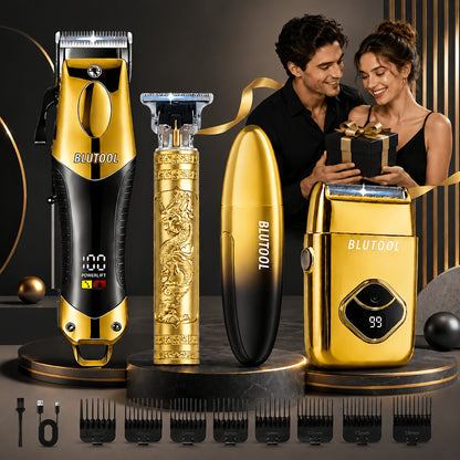 Men's Grooming Kit Hair Clipper & Electric Shaver USB Rechargeable Cordless LED Display – Precision Beard Trimmer Face Shaver Set for Hair