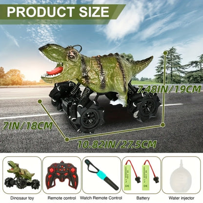 Remote Control Car, Dinosaur Monster Truck with Side Drift, LED Lights, Sound and Spray or No-Spray Options