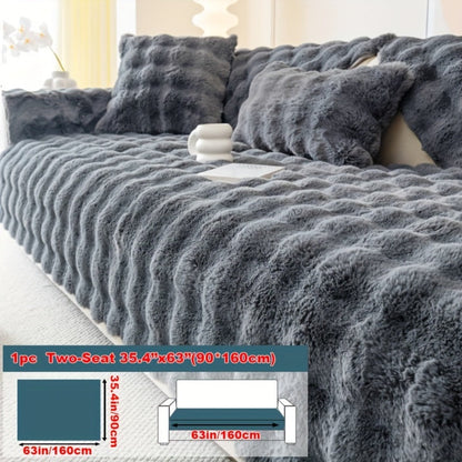 Sofa Cover Thick Faux Rabbit Plush Panels with Backing Detail for Seat, Armrest, Backrest or Pillowcase