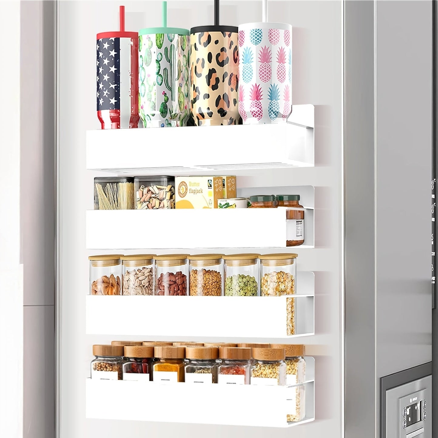 Magnetic Storage Box Organizer for Refrigerator, Washing Machine & Coffee Machine – Strong Magnetic Adsorption No-Drill Spice Rack & Kitchen