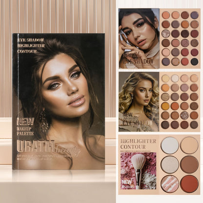3-in-1 Eyeshadow Blush Highlighter Palette Loose Powder Book-Style Folding Compact Buildable, for Makeup, Travel and Everyday Vanity Use