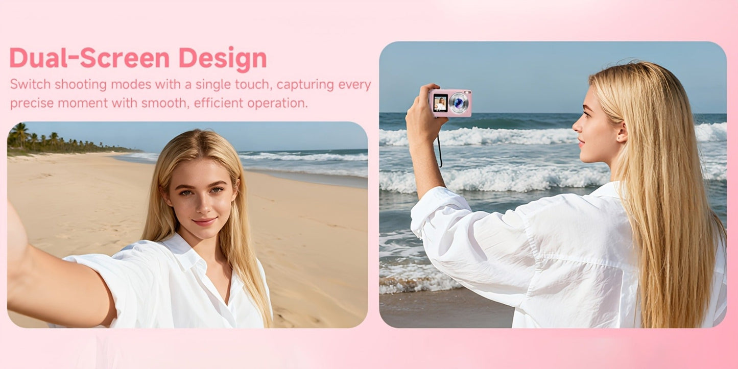 4K Dual Screen Digital Camera 18X Zoom Vlogging Camera with Anti-Shake 64GB Card & 2 Batteries
