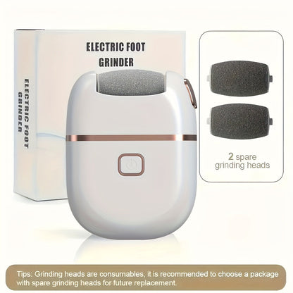 Callus Remover for Feet Electric Rechargeable Foot Grinder with 3 Grinding Heads & 2 Speed Settings – USB Portable Pedicure Tool for Cracked