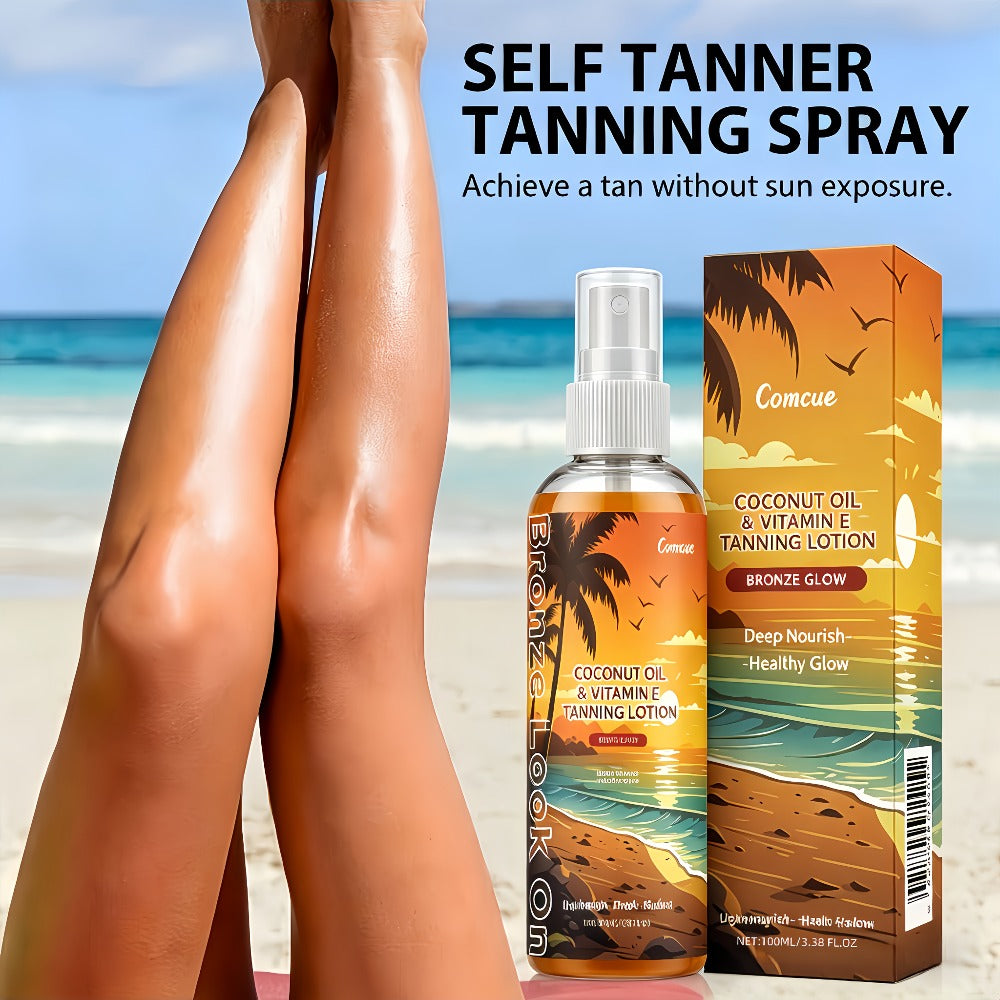 Self Tanning Spray with Coconut Oil 100ml Sunless Tanner for Natural Bronze Glow – Sun-Kissed Complexion Indoor Self Tan Hydrating