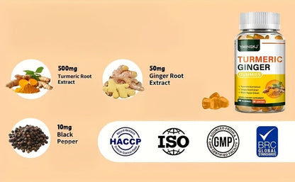 Turmeric Gummies with Black Pepper & Mint, 2000% Higher Absorption Curcumin, Anti-Inflammatory Joint