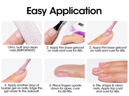 Hard Gel Nail Extension Builder Gel 7-in-1 Self-Leveling – 28+ Day Wear, LED UV Cured, 15ml, Clear Pink Nude Baby Pink Milky White