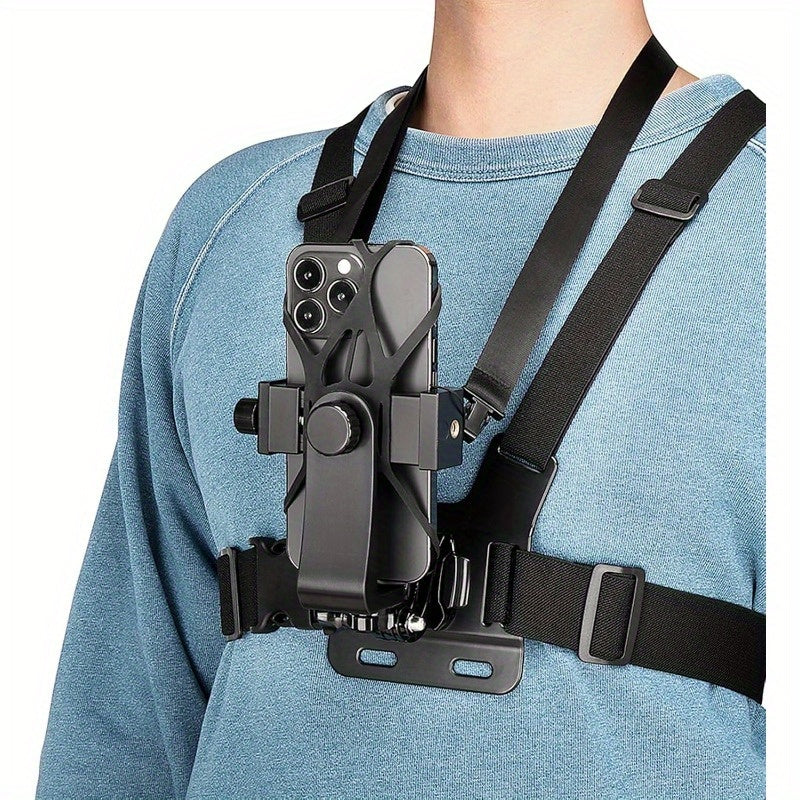 Chest Mount Harness for GoPro Hero 13 12 11 10 9 8 – Adjustable POV Chest Strap for Insta360 X4 X3 DJI Osmo Action 4 3 iPhone Samsung Phone