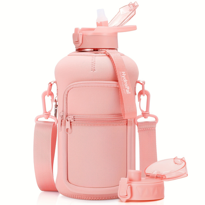 74oz Water Bottle Set with Two-Lid System, Storage Sleeve, Shoulder Strap and Five Sleeve Designs