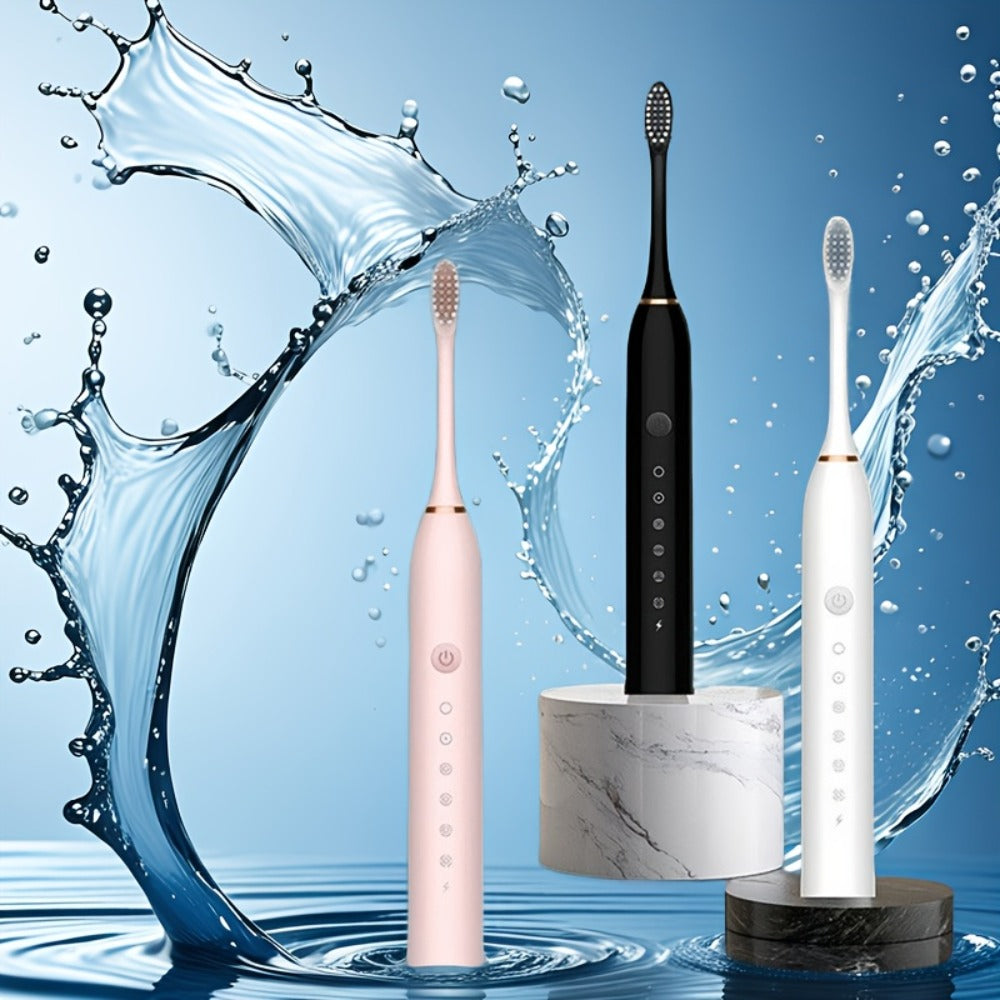 Electric Toothbrush with Six Brushing Modes, Two-Minute Timer, USB Charging and Three Color Options