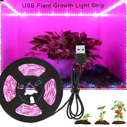 LED Grow Light Strip 16.4 FT Full Spectrum – USB 5V Cuttable Plant Light for Under Cabinet, Indoor Plants, Bonsai, Succulents & Hydroponics