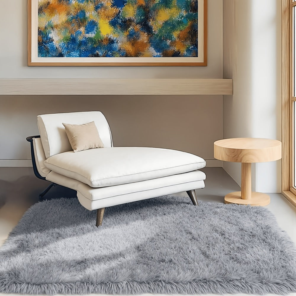 Plush Shaggy Area Rug 1.6 Inch Thick Non-Slip Machine Washable Polyester Carpet – Tie-Dye & Solid Color Fluffy Rectangle Rug for Living