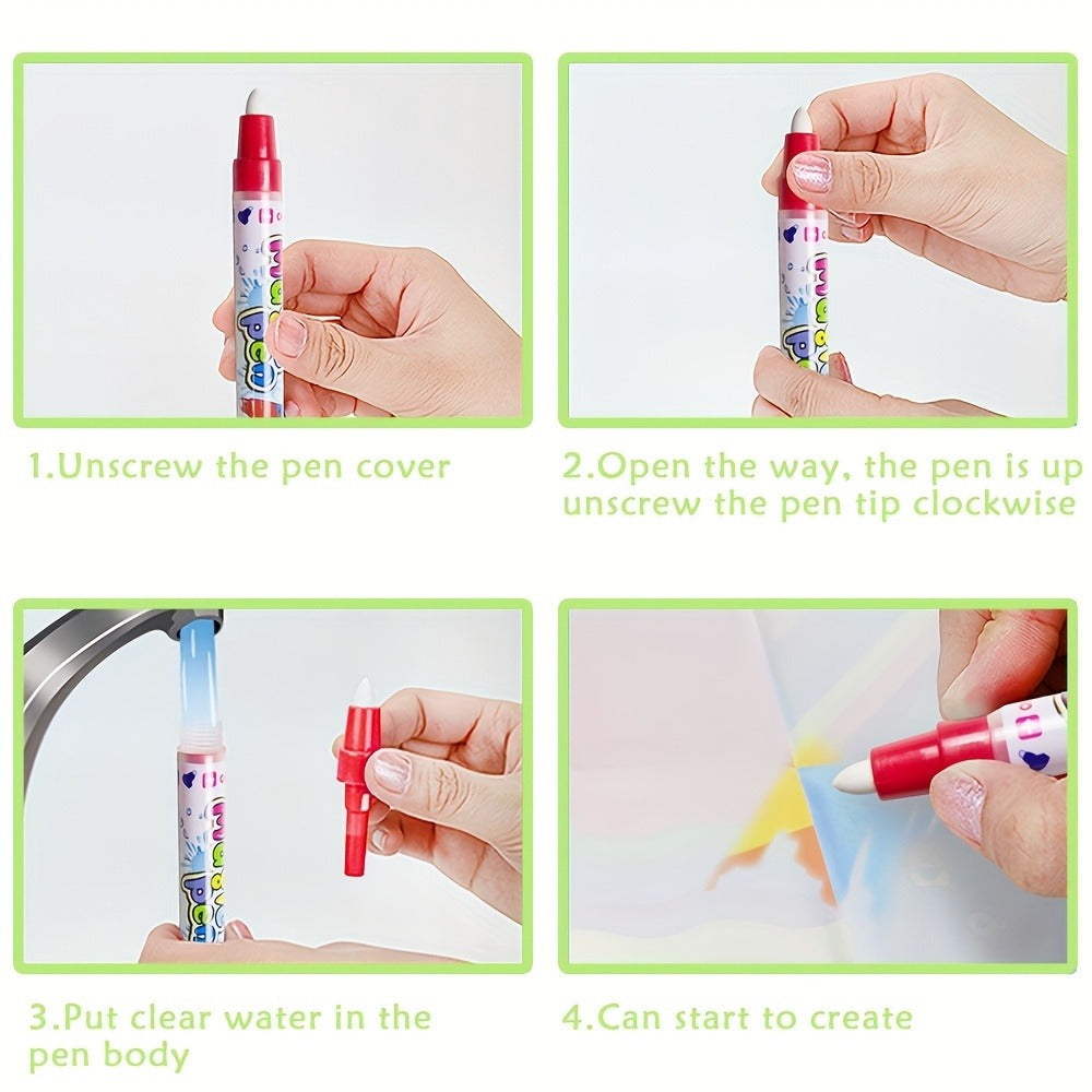 Reusable Water Doodle Mat for Kids with 2 Water Pens, Large Size Mess-Free Drawing Pad, Educational Art Toy