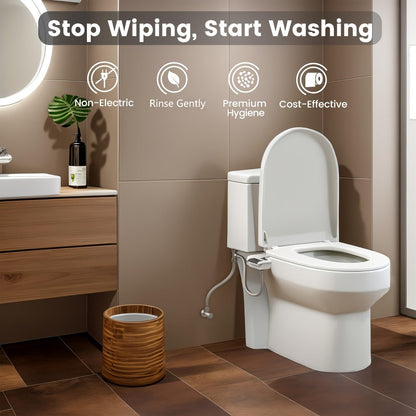 Bidet Attachment for Toilet – Dual Retractable Nozzle Non-Electric Self-Cleaning Fresh Water Bidet Sprayer