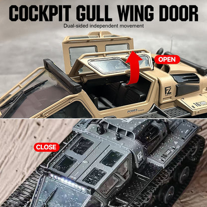 Full-Proportional RC Tracked Tank with LED Lights, Alloy Door Open Military War Vehicle Off-Road Remote Control Tank for Kids Adults