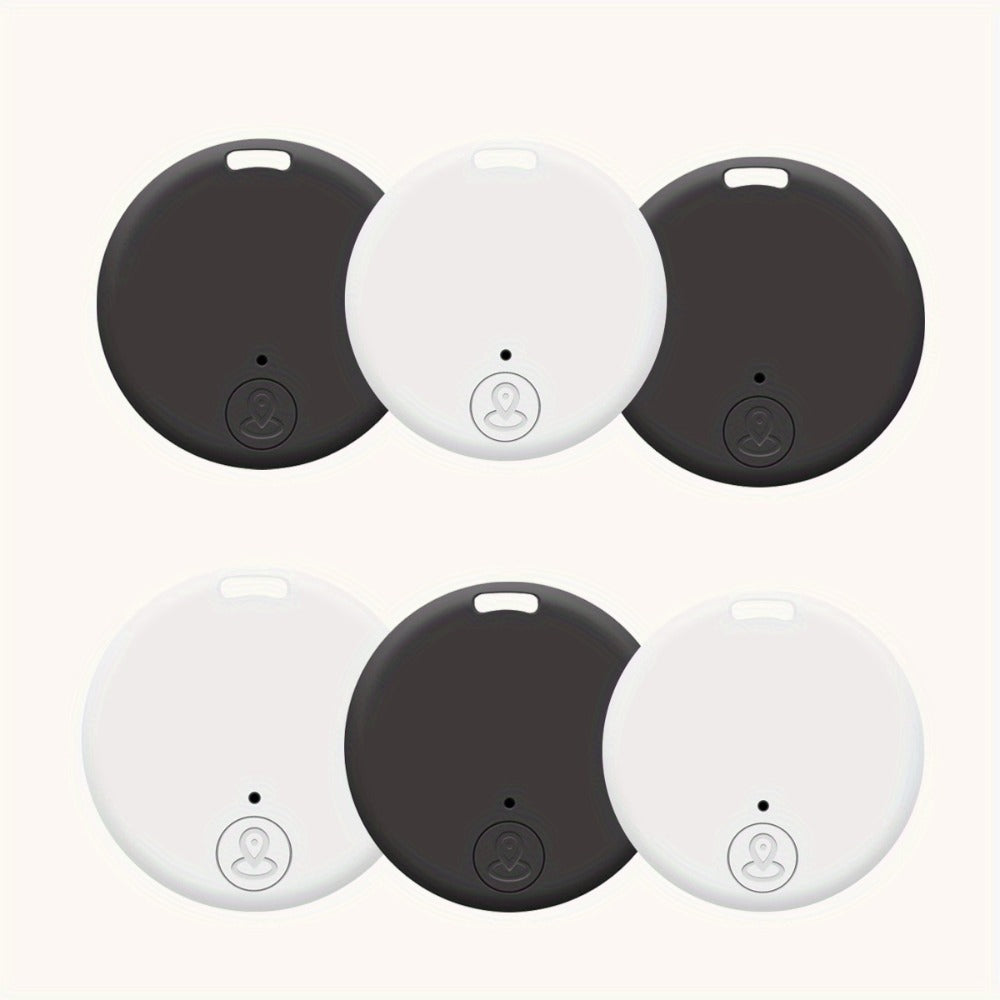 Six-Pack Round Bluetooth Key Finders in White, Black and Mixed Colors with App-Based Audible Locator