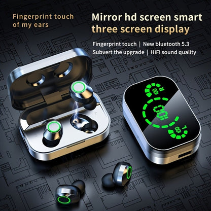 True Wireless Earbuds Bluetooth 5.4 Sport Design with 800mAh Mirror-Display Case and Passive Noise Isolation