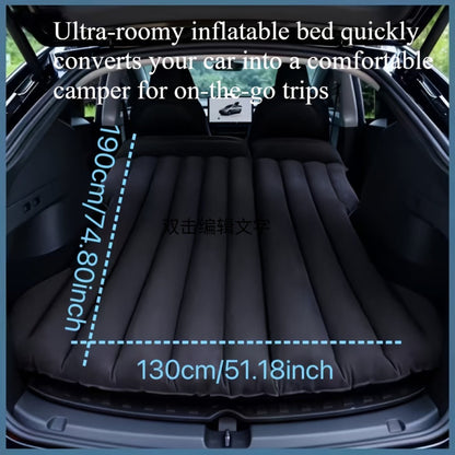 Inflatable Car Bed SUV Air Mattress – Flocked RV Camping Mattress 75"x51" with Storage Bag & Repair Kit | Black, Gray, Beige, Brown
