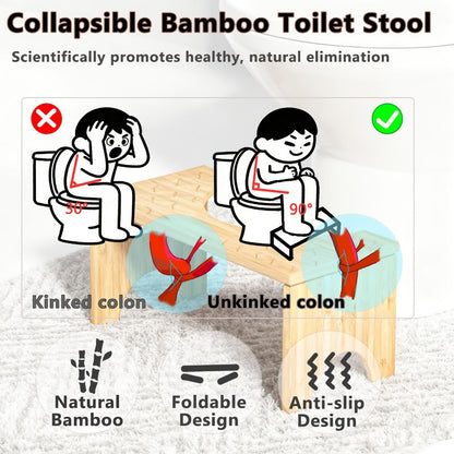 Toilet Stool Foldable Bamboo Squatting Stool – Ergonomic 7-Inch Height for Natural Constipation Relief | Collapsible Non-Slip Bathroom
