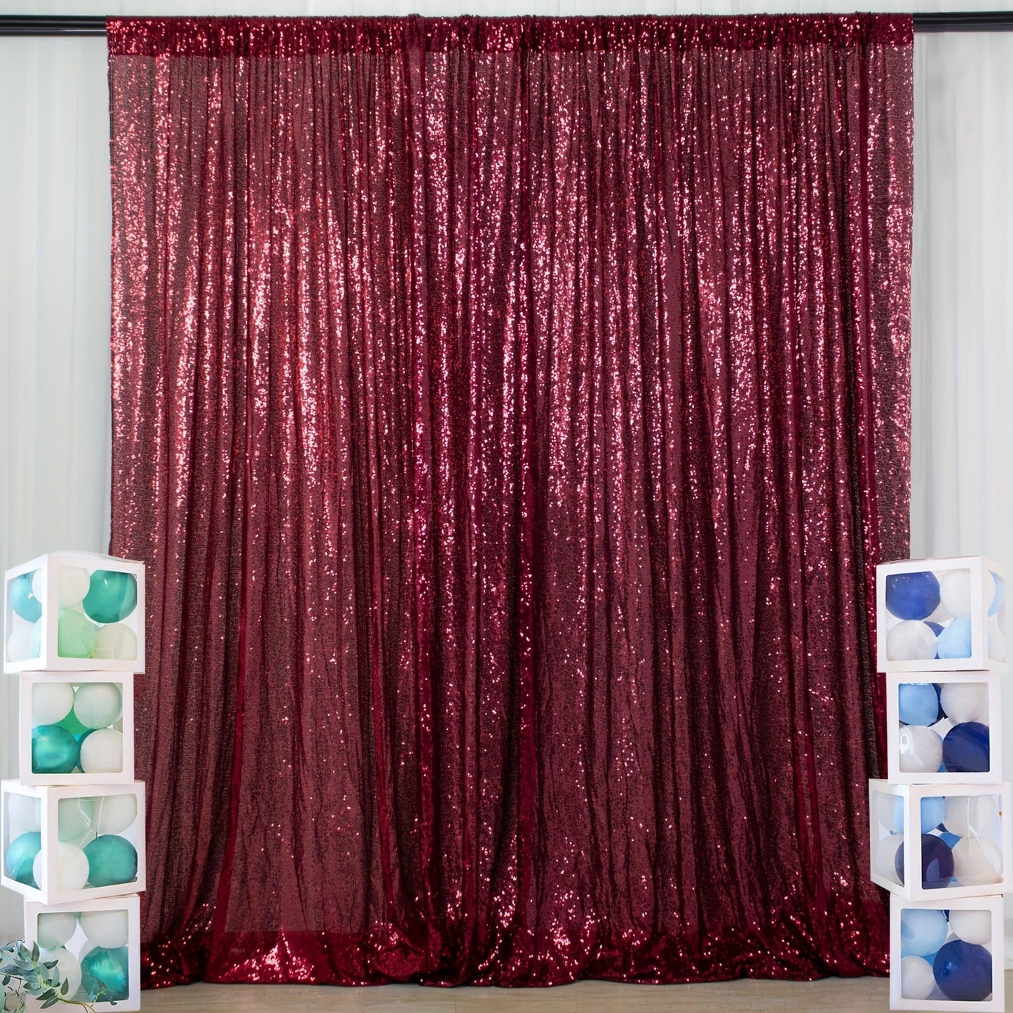 Sequin Backdrop Curtain for Party Wedding – 4x8ft Shimmering Glitter Curtain for Birthday Photo Booth Stage Decoration, Easy Hang
