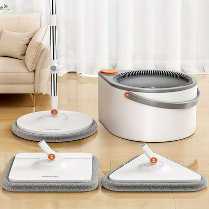 Spin Mop and Bucket Set with Wringer, Joybos Hands-Free Self-Wringing Rotating Floor Mop, Sewage Separation Design, 3 Mop Head Types