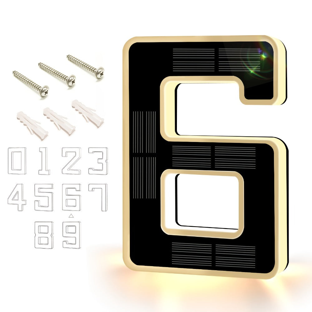 LED Solar House Number Light 6.7 Inch Wall Mounted, Smart Sensor Illuminated Address Number for Home Decor