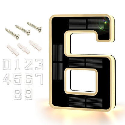 LED Solar House Number Light 6.7 Inch Wall Mounted, Smart Sensor Illuminated Address Number for Home Decor