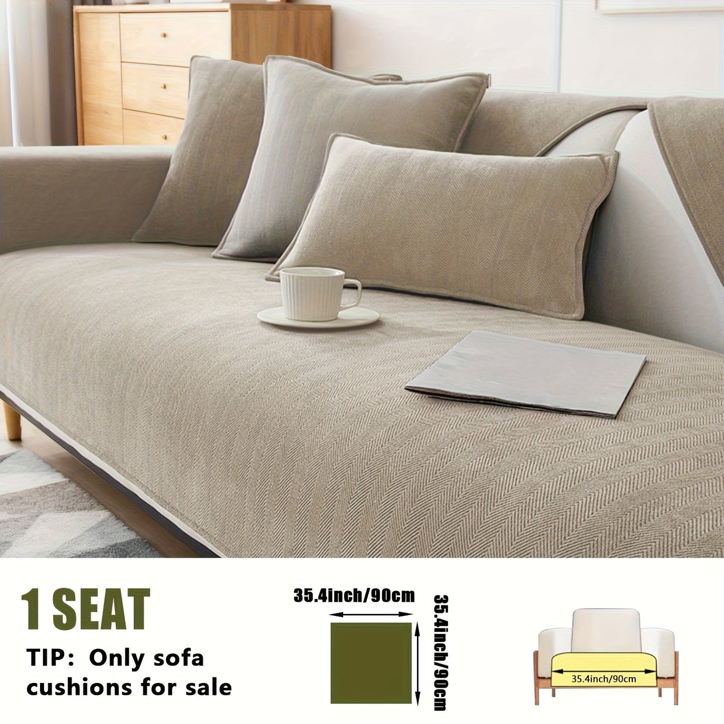 Sofa Cover Ribbed Chenille Stretch Panels for 1 to 4 Seats, Armrests or Cushions with Model-Specific Size and Color Options