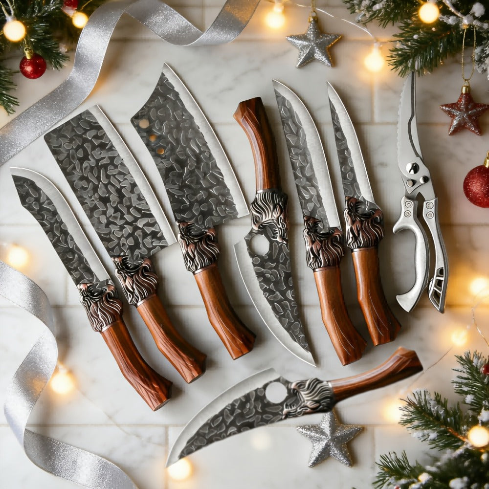 Kitchen Knife Set 7-Piece Stainless Steel with Boning, Slicing, Carving, Fish and Butcher Knives plus Shears