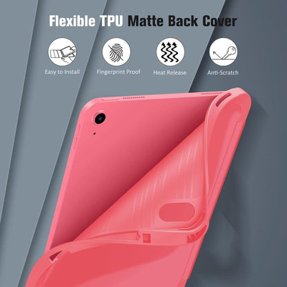 Pink Folio Tablet Case for 10.9-Inch iPad 10th Generation 2022 with Pencil Holder and Tri-Fold Stand