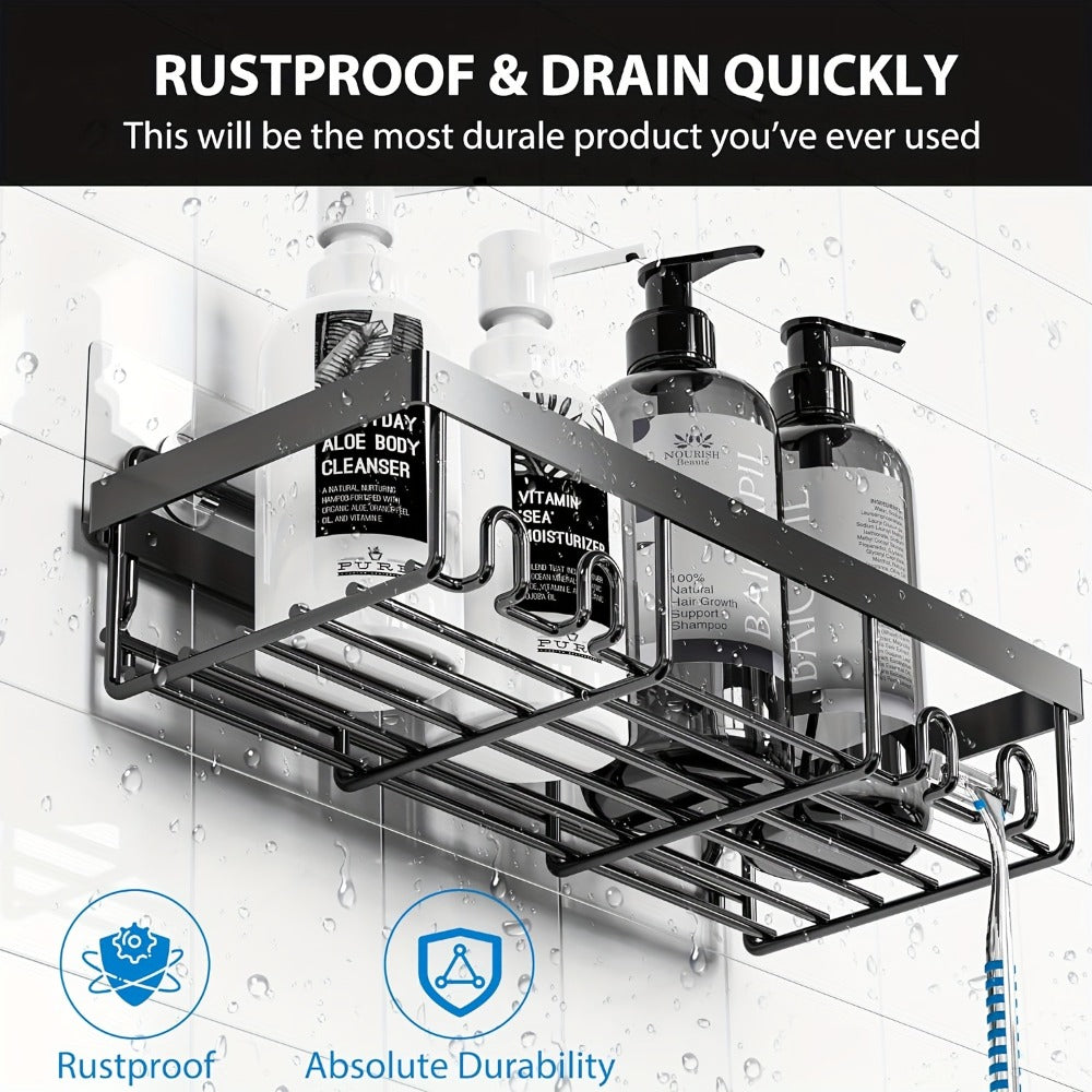Shower Caddy Organizer 5 Pack Adhesive Rustproof Stainless Steel Shower Shelves with Soap Holder No Drilling Bathroom Storage Rack