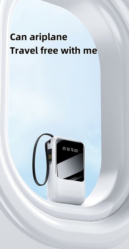 Power Bank 10000mAh Mini with Built-In Cable Set, 5W/15W/22.5W Variants, LED Light and Digital Display