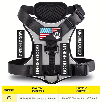 Service Dog Harness with 5 Patches – Reflective Adjustable Oxford Vest with Inner Mesh Layer, Service Dog ID System