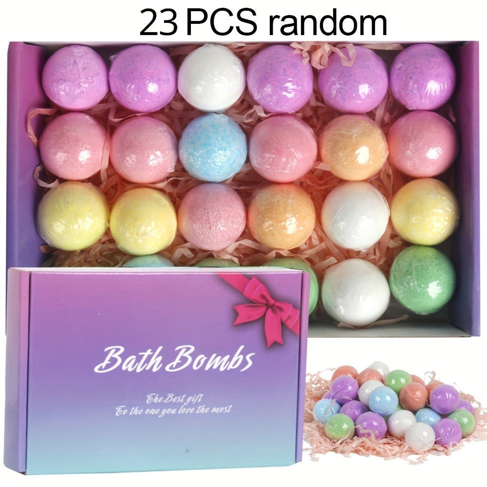 Bath Bombs Gift Set 23pcs Handmade Bubble Bath Fizzes with Essential Oils for Women Wife for Bath Time, Home Spa and Personal Care