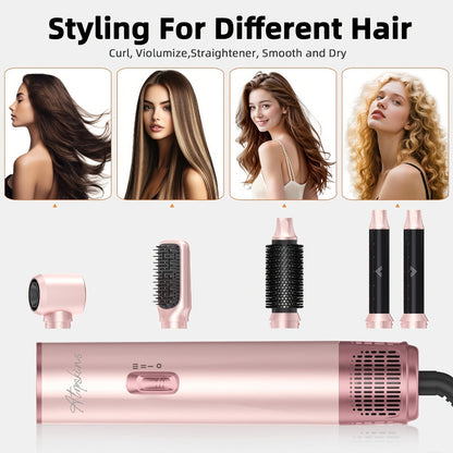 Hot Air Brush 5-in-1 Hair Dryer Brush - Ionic Blow Dryer Brush with Curling, Straightening & Volumizing