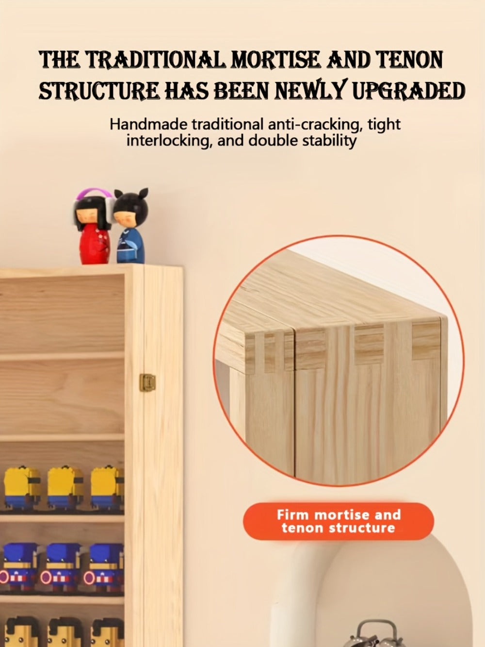 Wall-Mounted Six-Shelf Solid Wood Display Cabinet with Clear Acrylic Door, 19.68 Inches Wide