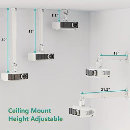 Ceiling Mounted Projector Bracket Adjustable Angle Height & Extendable Arm, Load for an Everyday Personal Care Routine